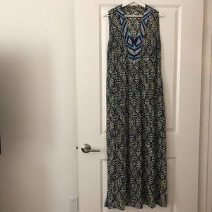 MALIPARMI print maxi dress with beaded collar